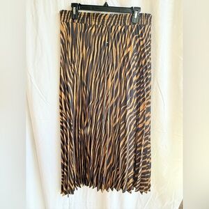 Catherine Malandrino Zebra Pleated Maxi Skirt Like New L